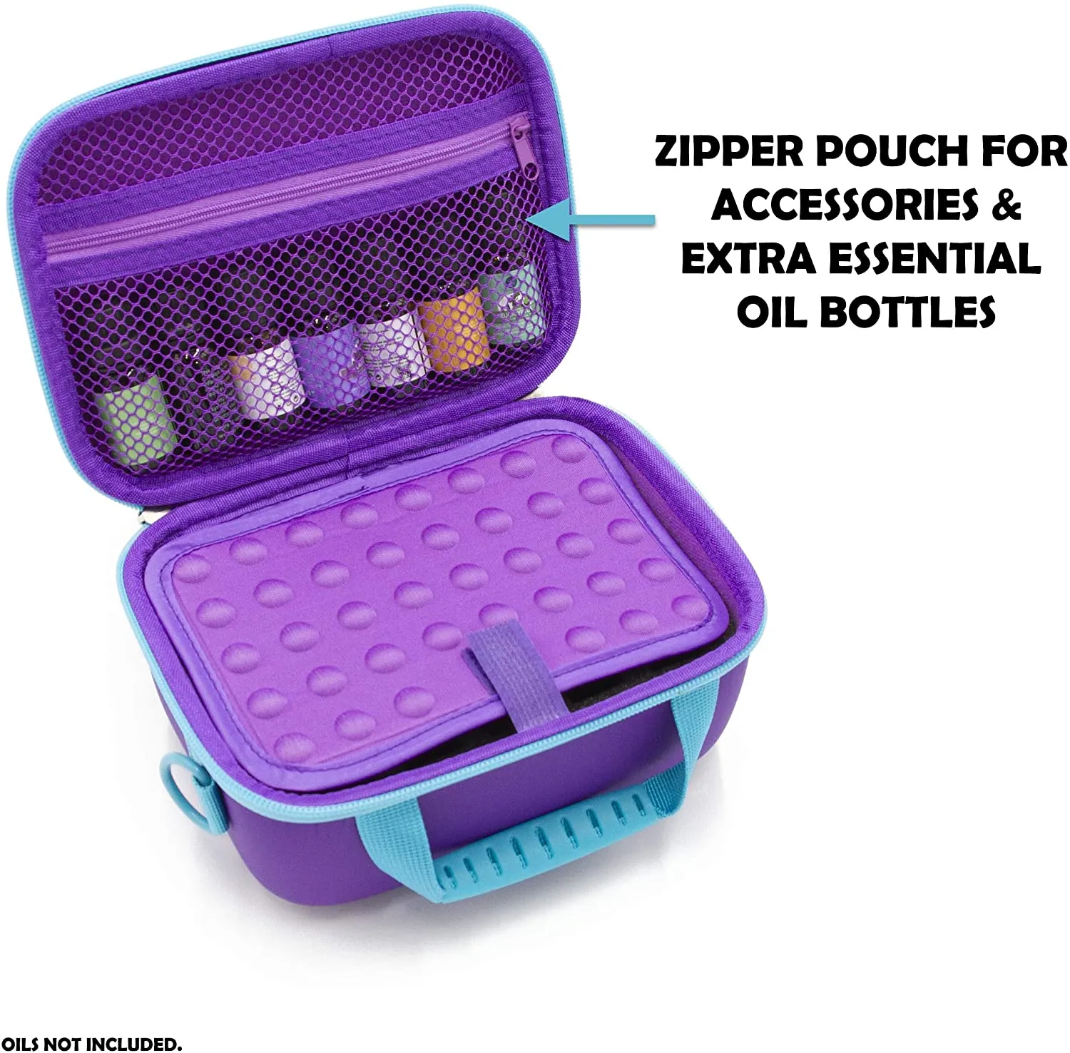 CASEMATIX Essential Oil Case for Carrying 20 Individual 5ml, 10ml and 15ml Bottles - Hard Shell Essential Oil Bag with Custom Foam and Pouch for Oils