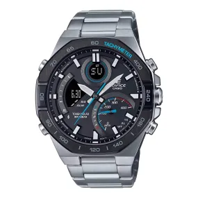 Casio Men's Watch - Edifice Black Ana-Digi Dial Steel Bracelet Bluetooth | ECB950DB-1A