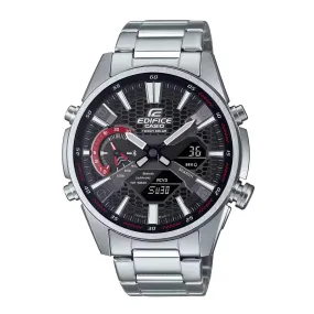 Casio Men's Watch - Edifice World Time Silver Steel Bracelet Bluetooth | ECBS100D-1A