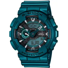 Casio Men's Watch - G-Shock Green and Black Ana-Digi Dial Resin Strap | GA-110NM-3A