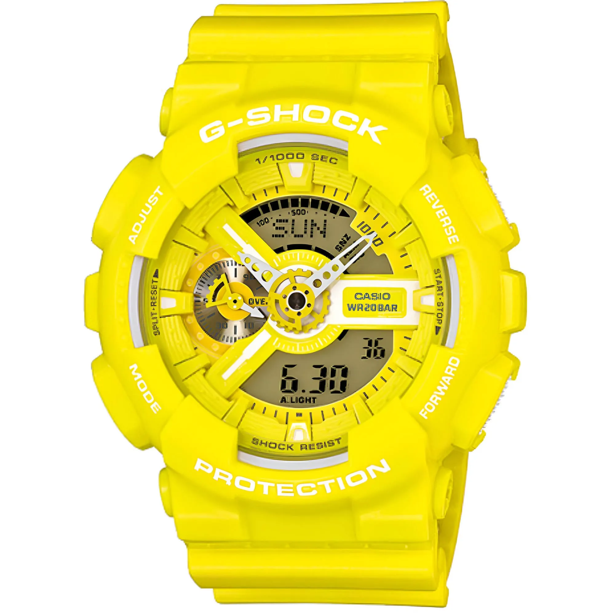 Casio Men's Watch - G-Shock Grey and Yellow Ana-Digi Dial World Time | GA110BC-9A