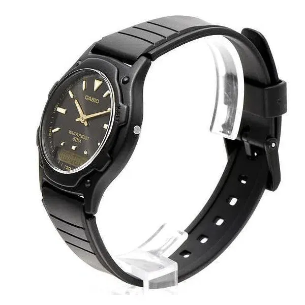 Casio Standard AW-49HE-1AVDF Black Resin Strap Watch for Men and Women