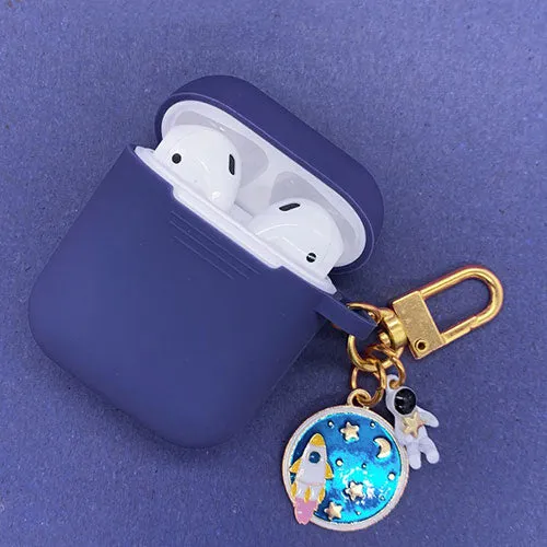 Cosmic Astronaut Spaceman Silicone Cases for Apple Airpods w/ Key Ring