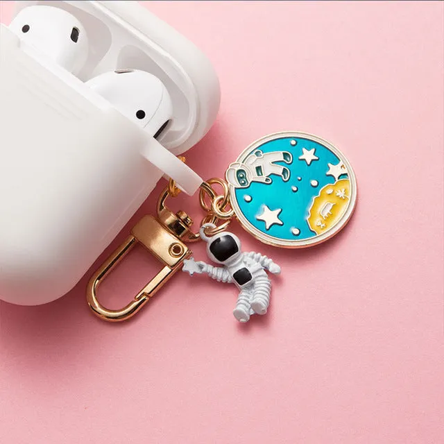 Cosmic Astronaut Spaceman Silicone Cases for Apple Airpods w/ Key Ring