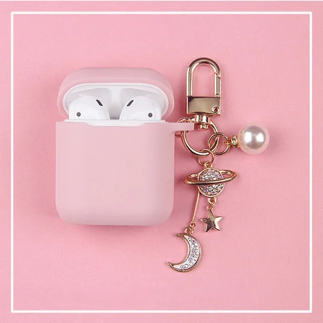 Cosmic Astronaut Spaceman Silicone Cases for Apple Airpods w/ Key Ring