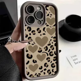 Cute Phone Cases For Galaxy S24, S23 Ultra 5G, S22 Plus, S21 FE, A15, A35, A55, A34, A54, A53, A33, and A52 - Heart Leopard Print - TSP223