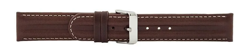 Dark Brown Constrast Stitch Dual Construct Leather Watch Band 20mm 110838