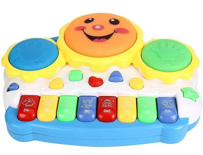 Drum Keyboard Musical Toys with Flashing Lights - Animal Sounds and Songs