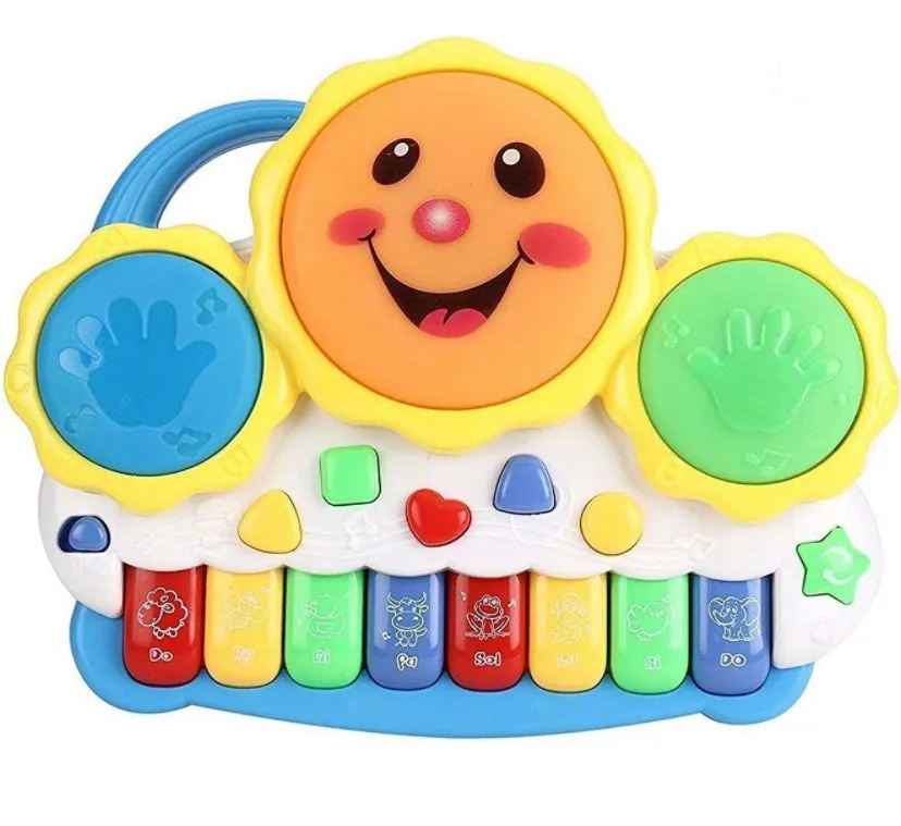 Drum Keyboard Musical Toys with Flashing Lights - Animal Sounds and Songs