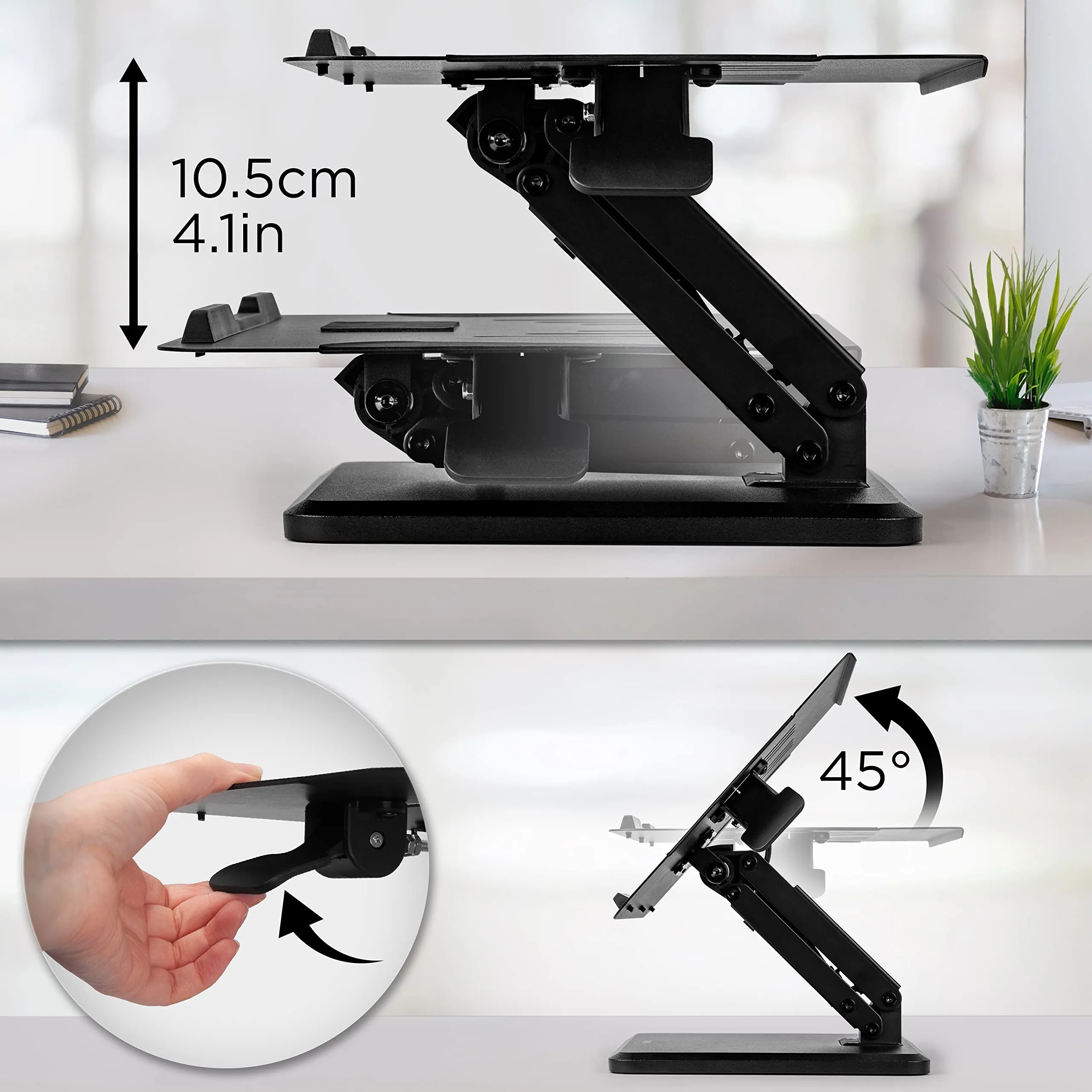 Duronic Laptop Stand DML125, Adjustable Height Laptop Stand, Tilting Laptop Mount Arm, Tablet Stand Riser for Desk, Compatible with MacBook Pro/Air, Surface, Samsung, Notebook Laptops