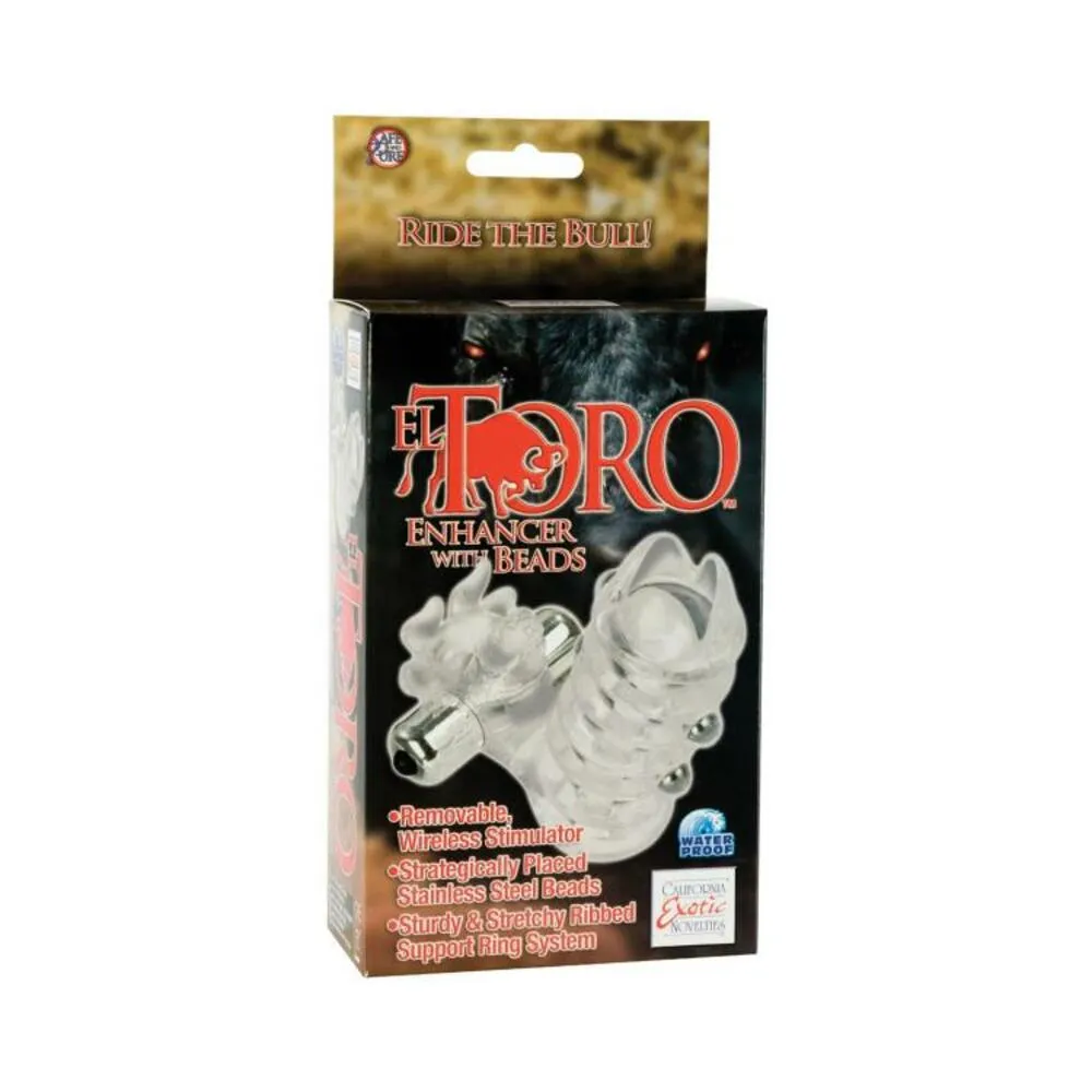 El Toro Enhancer With Beads With Removable Stimulator Waterproof 3.5 Inch Clear