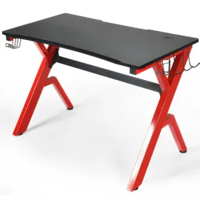 Ergonomic Gaming Desk with Carbon Fiber Surface and R-Shape Steel Frame