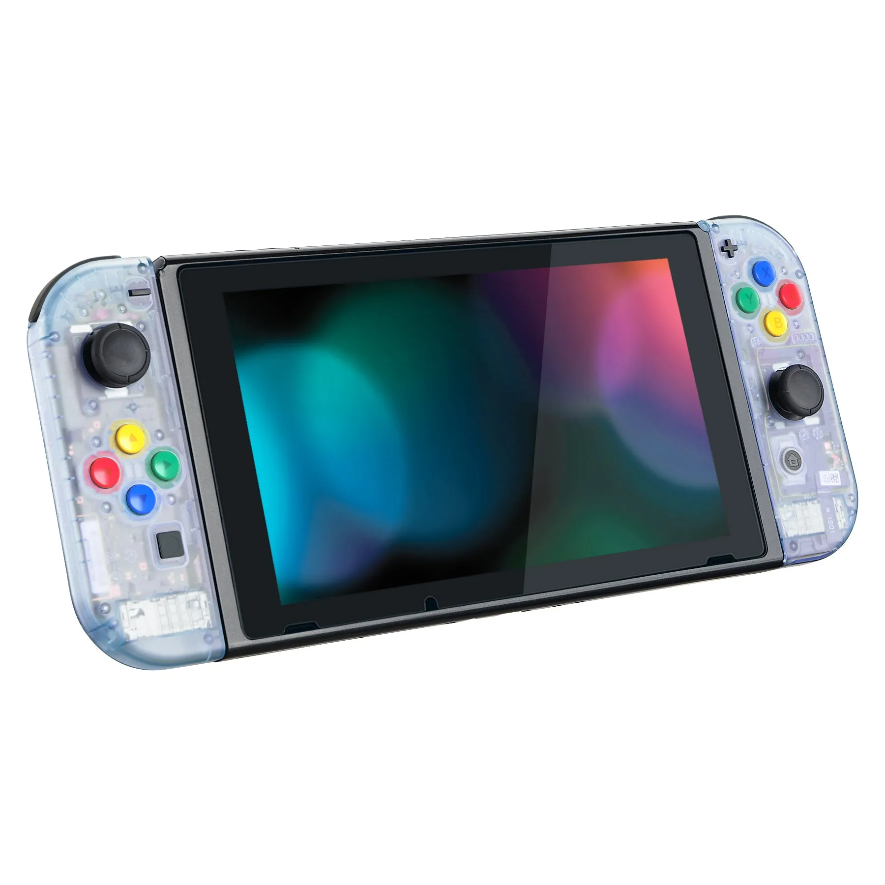 eXtremeRate Back Plate for NS Switch Console, NS Joycon Handheld Controller Housing with Colorful Buttons, DIY Replacement Shell for NS Switch - Glacier Blue - QM506