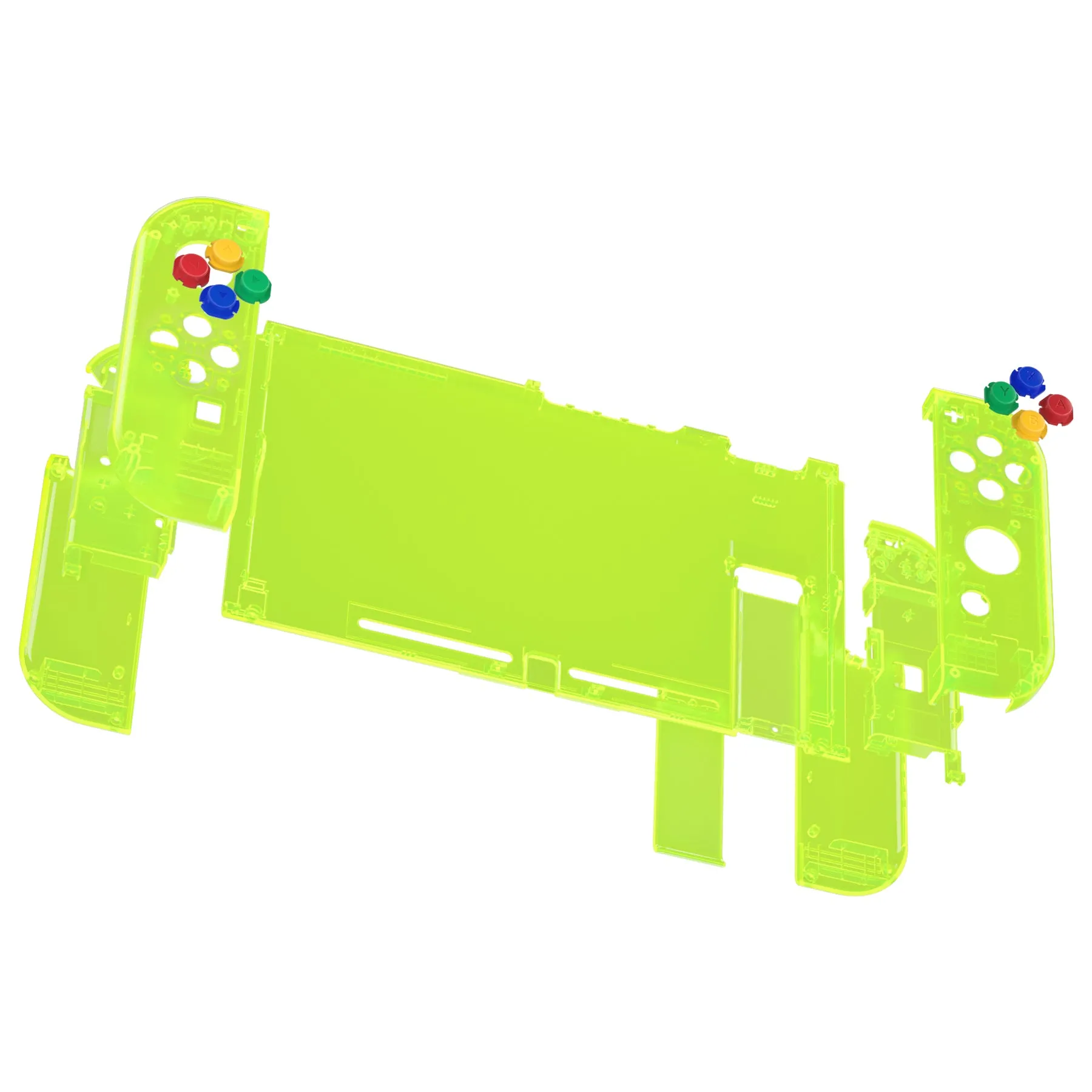 eXtremeRate Clear Lime Green Back Plate for NS Switch Console, NS Joycon Handheld Controller Housing with Full Set Buttons, DIY Replacement Shell for Nintendo Switch - QM511