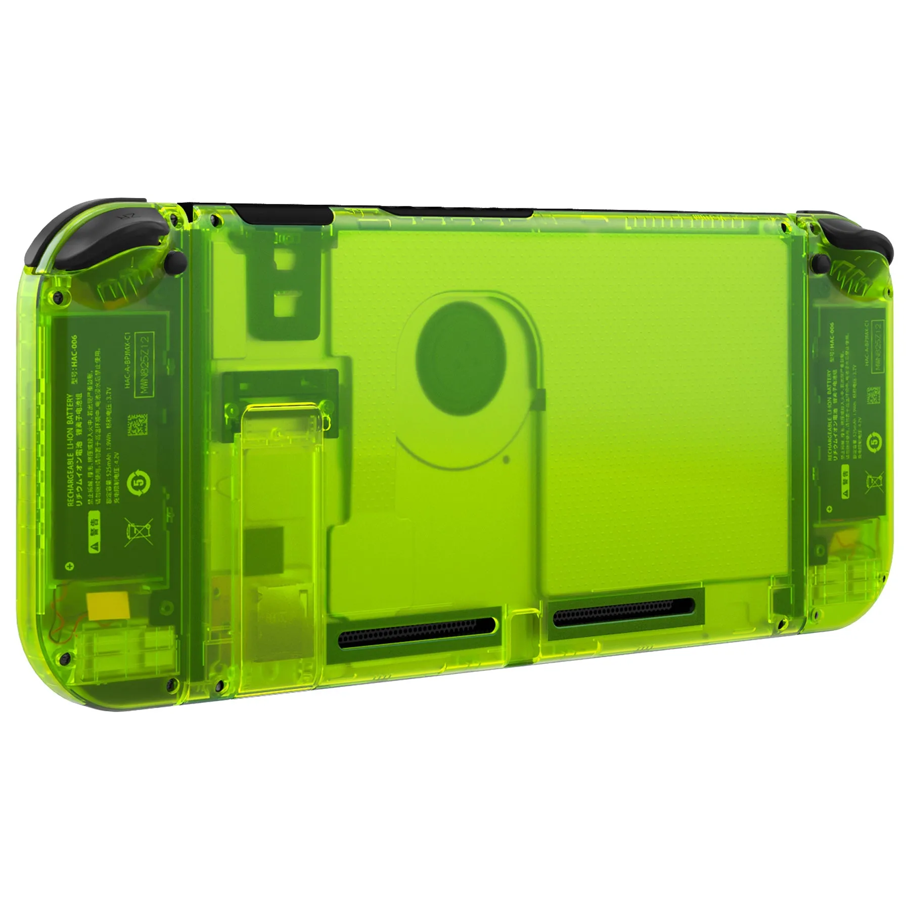 eXtremeRate Clear Lime Green Back Plate for NS Switch Console, NS Joycon Handheld Controller Housing with Full Set Buttons, DIY Replacement Shell for Nintendo Switch - QM511