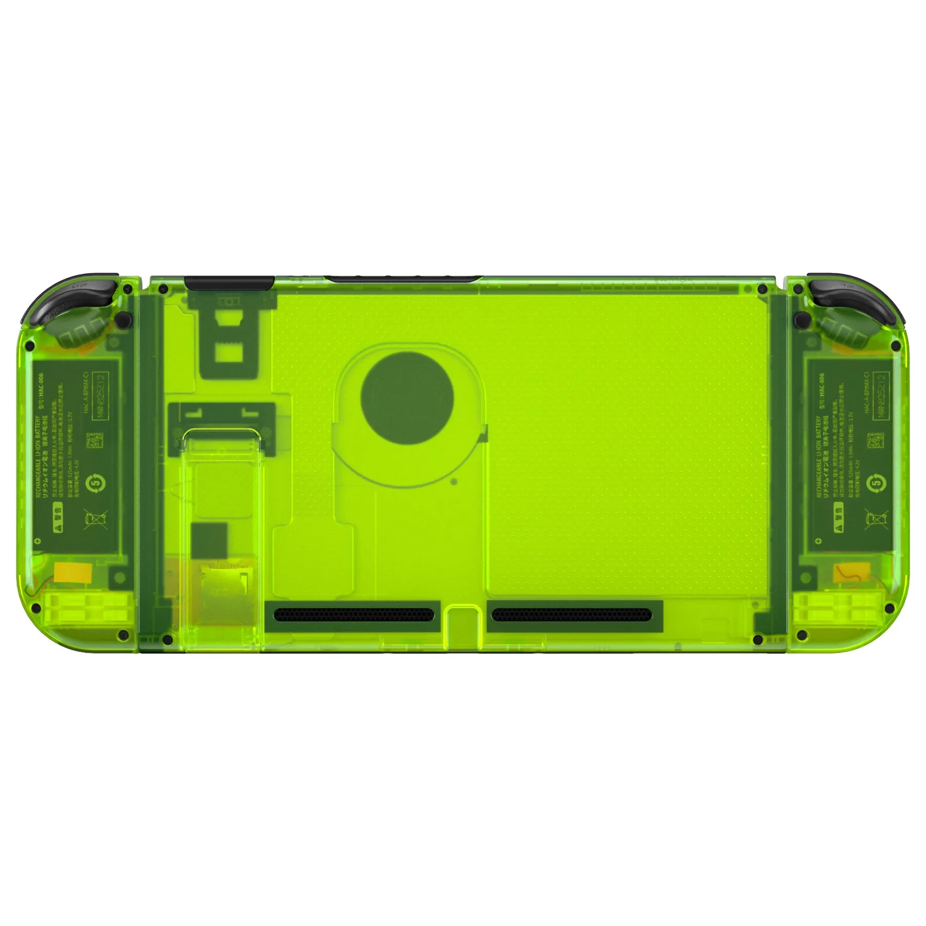 eXtremeRate Clear Lime Green Back Plate for NS Switch Console, NS Joycon Handheld Controller Housing with Full Set Buttons, DIY Replacement Shell for Nintendo Switch - QM511