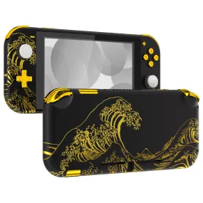 eXtremeRate The Great GOLDEN Wave Off Kanagawa - Black DIY Replacement Shell for Nintendo Switch Lite, NSL Handheld Controller Housing with Screen Protector, Custom Case Cover for Nintendo Switch Lite - DLT142