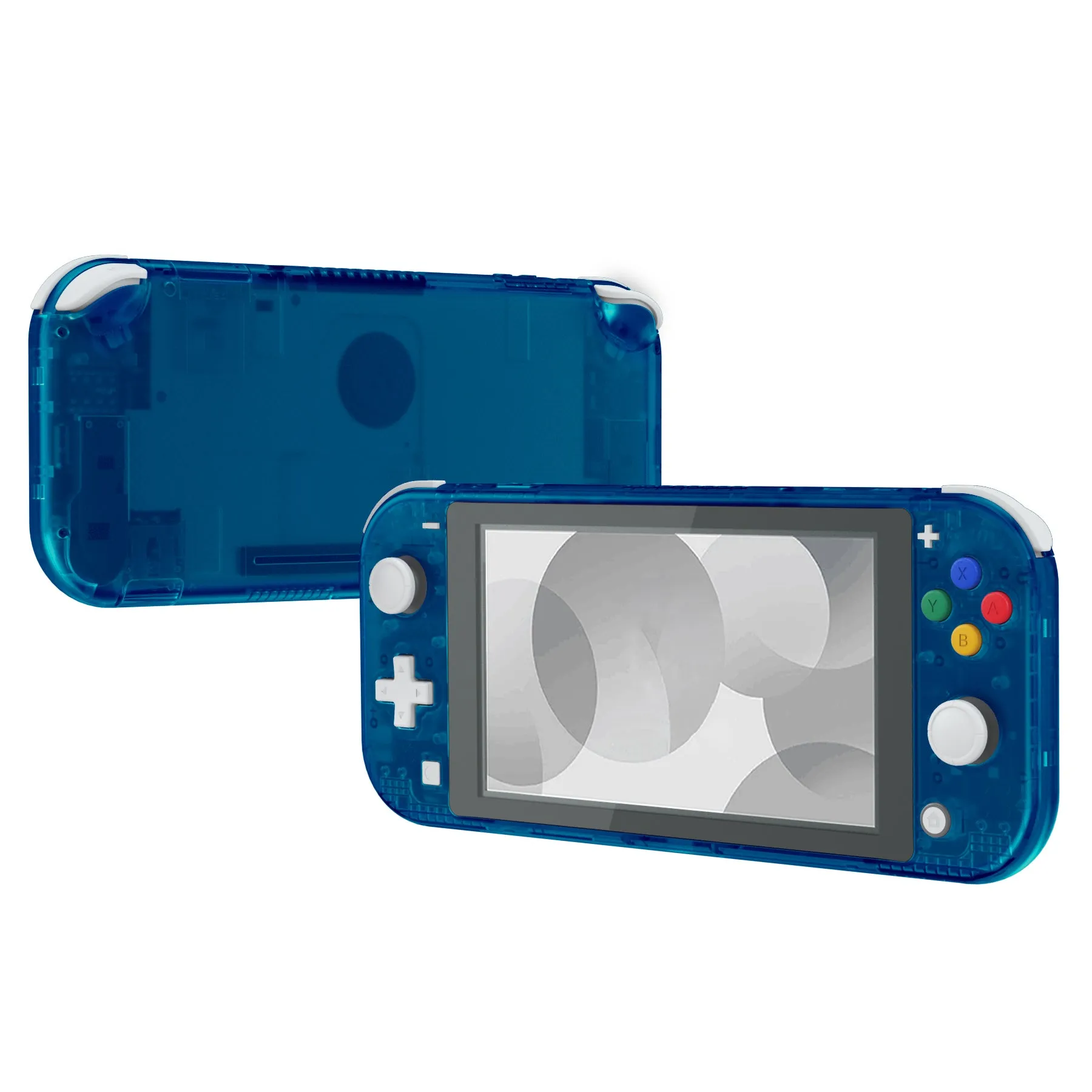 eXtremeRate Transparent Clear Blue DIY Replacement Shell for NS Switch Lite, NSL Handheld Controller Housing with Screen Protector, Custom Case Cover for NS Switch Lite - DLM504