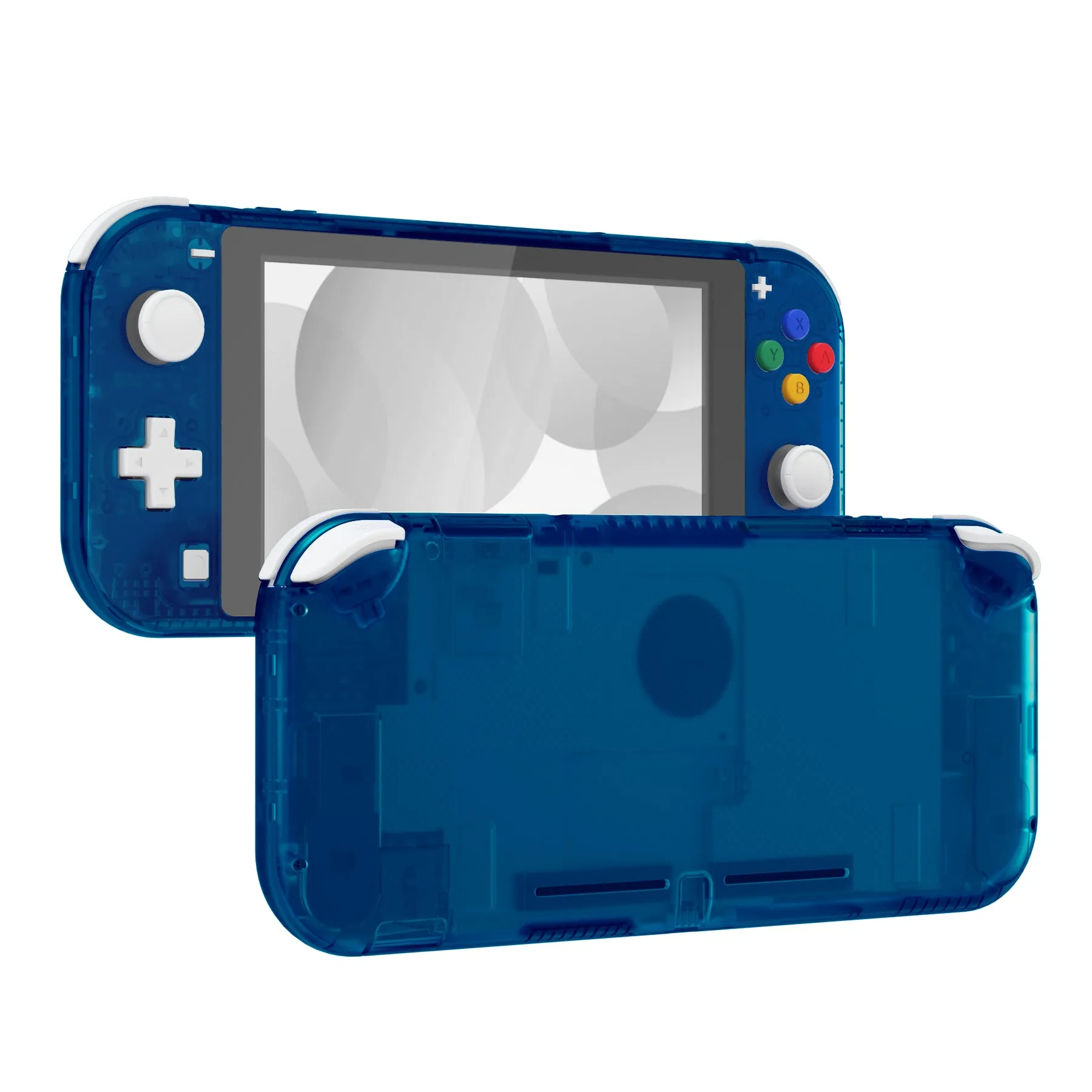 eXtremeRate Transparent Clear Blue DIY Replacement Shell for NS Switch Lite, NSL Handheld Controller Housing with Screen Protector, Custom Case Cover for NS Switch Lite - DLM504