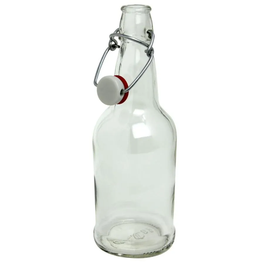 EZ Cap Beer Bottles - 16 oz, Clear - Case of 12 with Caps