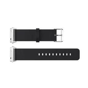 Fitbit Ionic litchi texture genuine leather watch strap - Black