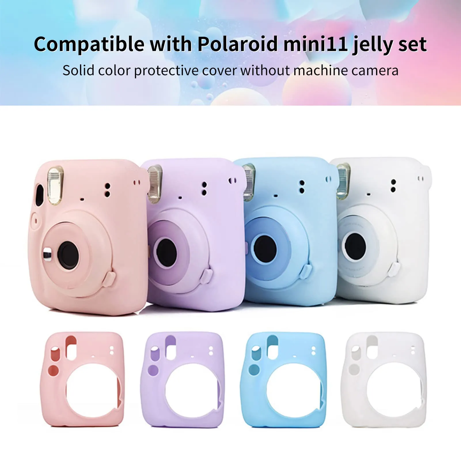 Fujifilm Instax Mini 11 | Silicone Case Instant Camera Cover with Adjustable Strap | Purple