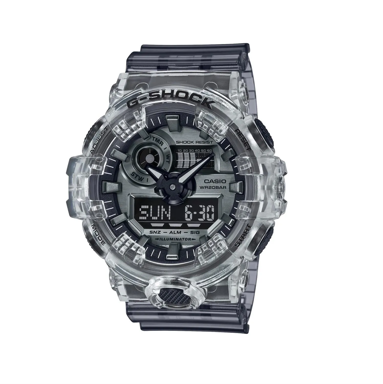 G-Shock Analog-Digital GA-700 Series Semi-Transparent Resin Case. GA700SK-1A