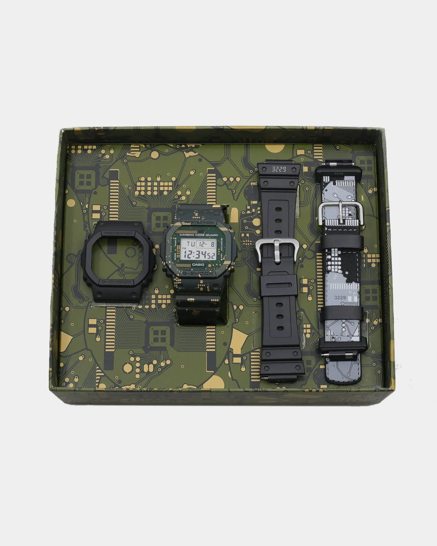 G-SHOCK Men's DWE-5600CC Circuit Board Camo Digital Watch Box Set Camo