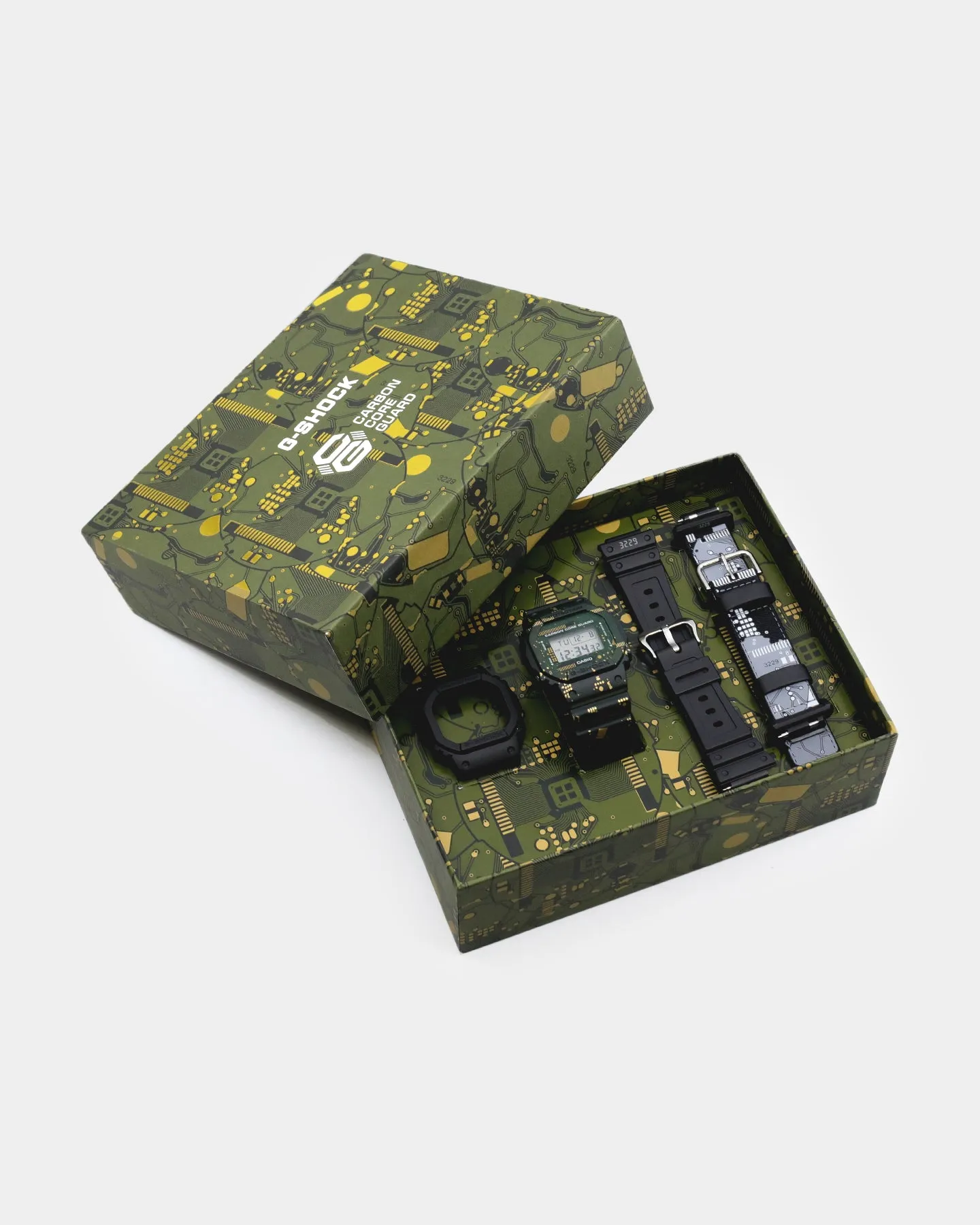 G-SHOCK Men's DWE-5600CC Circuit Board Camo Digital Watch Box Set Camo