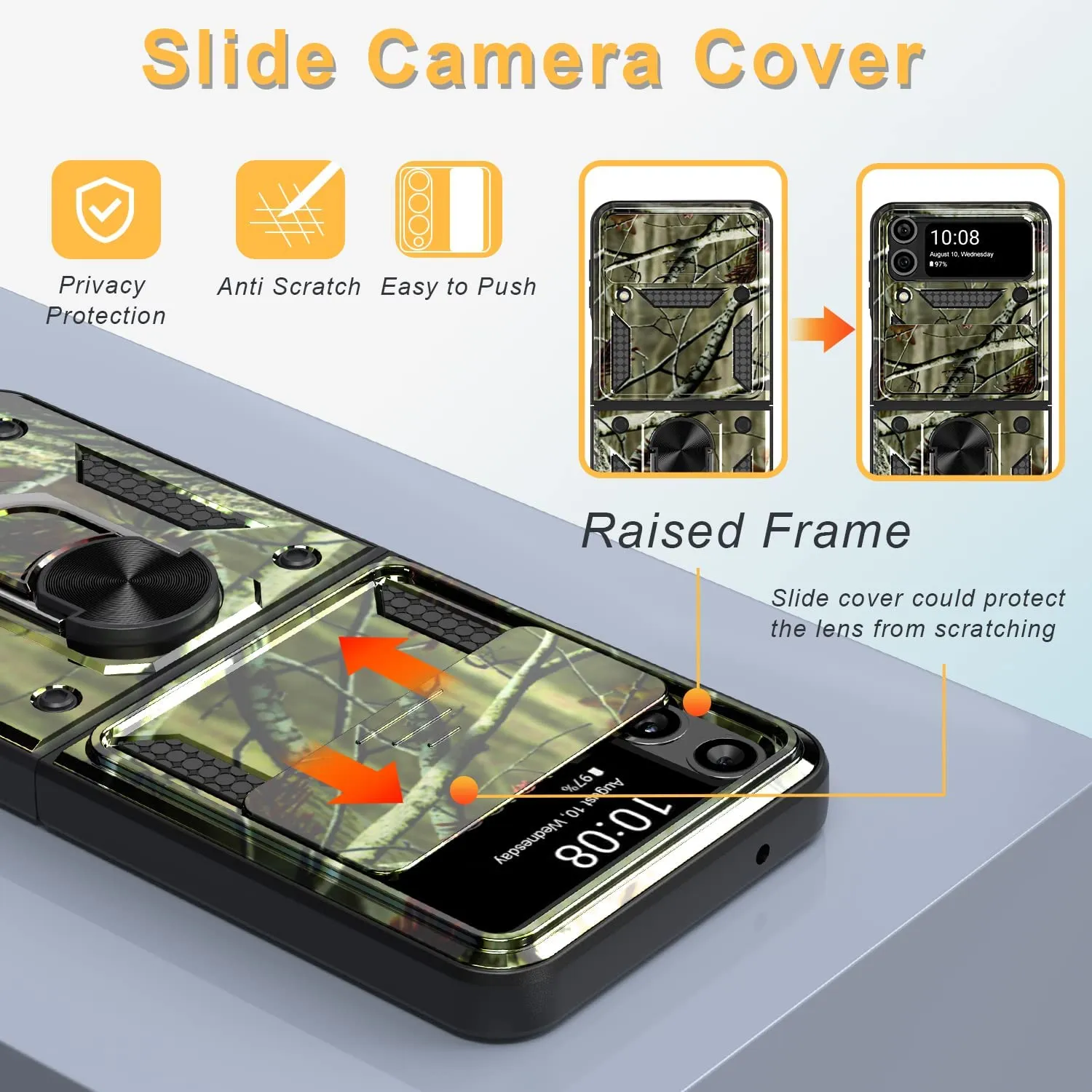 Galaxy Z Flip 4 Case Slide Camera Cover, Z Flip 4 5G Case Phone Cover