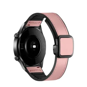 Garmin Forerunner 265 silicone wristband with synthetic leather layer   magnetic clasp - pink