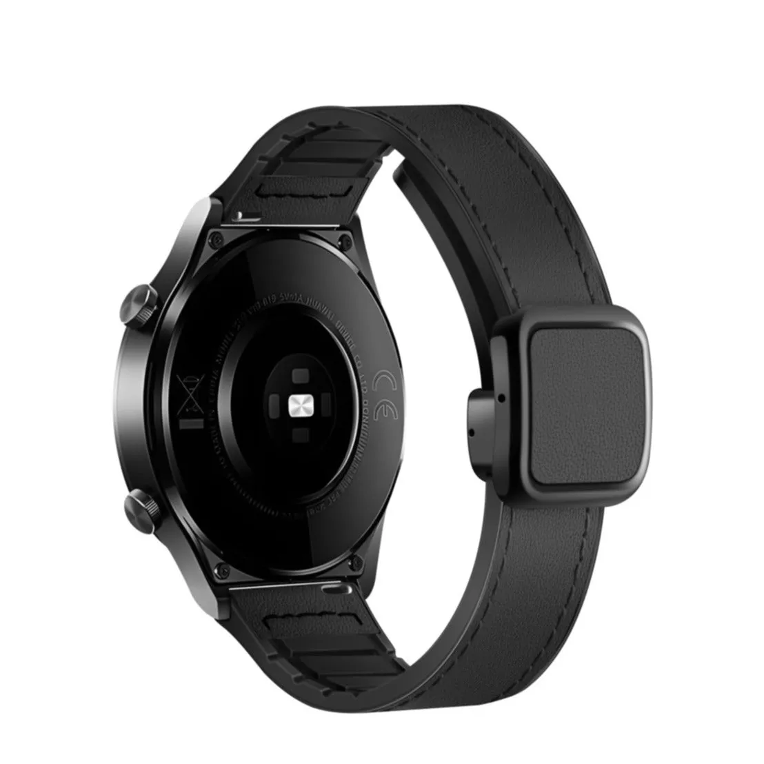 Garmin Vivomove Sport silicone wristband with synthetic leather layer   magnetic clasp - black