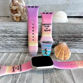 Happiness Comes In Waves Print Silicone Band For Apple Watch