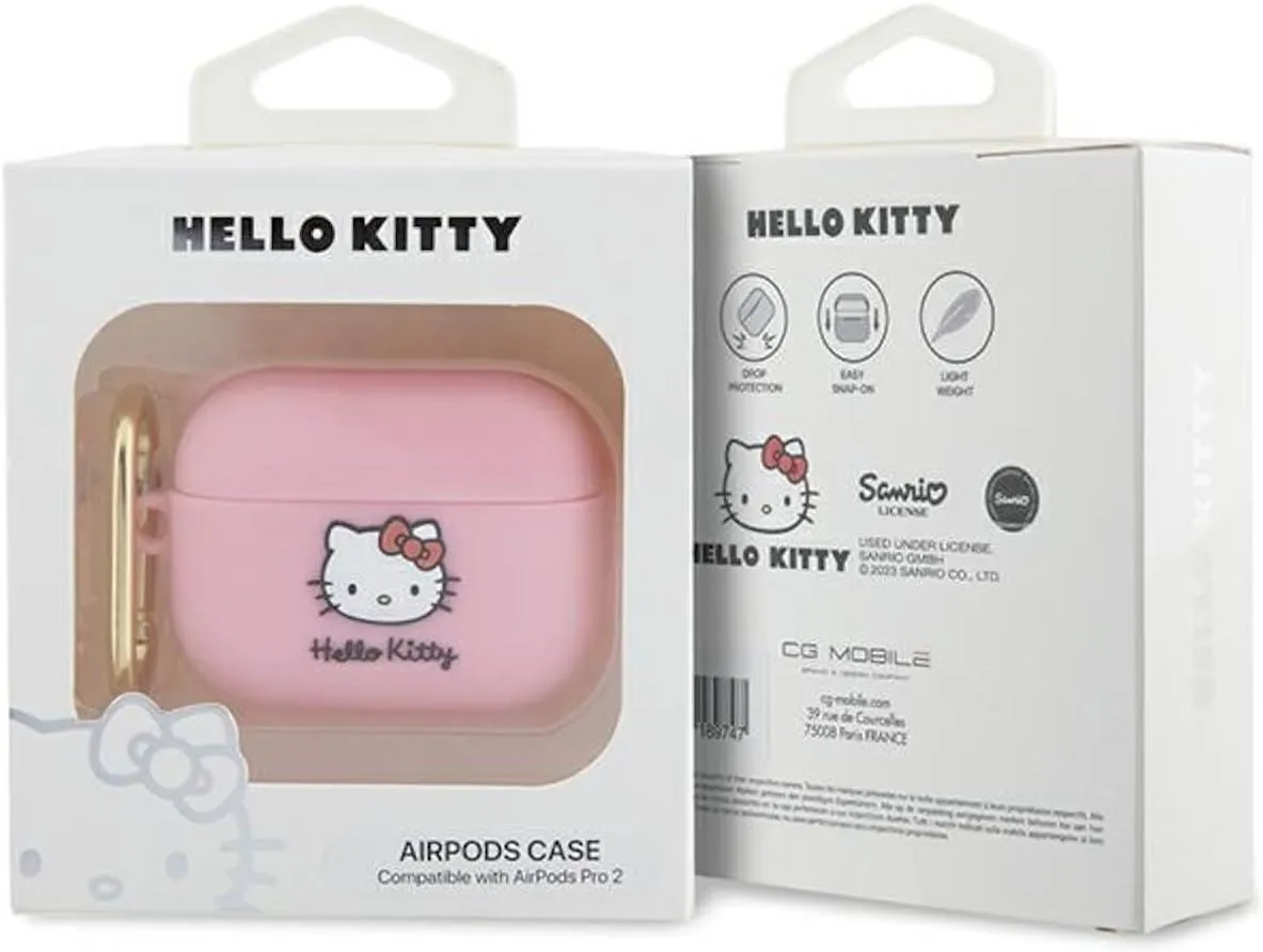 Hello Kitty 3D Kitty Head Silicone Case for Airpods Pro 2 Pink - HKAP23DKHSP