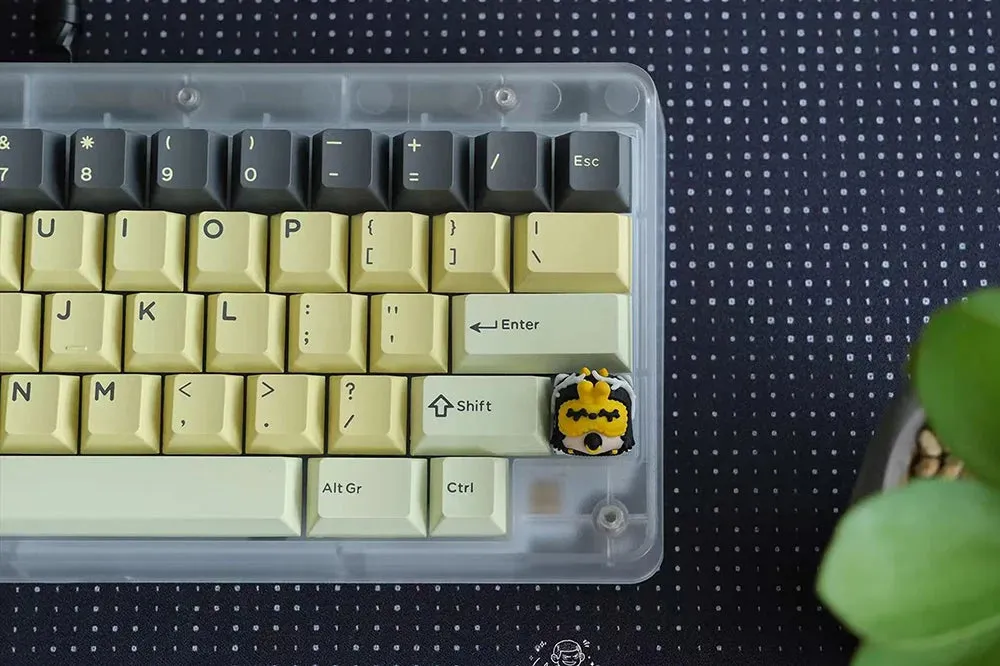 Hififox x Domikey Amoniru Keycap Cherry Profile PBT DoubleshotsSet for keyboard Rainy75 EZ60 EZ63 Made68 Yellow Chinese Rose