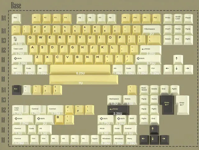 Hififox x Domikey Amoniru Keycap Cherry Profile PBT DoubleshotsSet for keyboard Rainy75 EZ60 EZ63 Made68 Yellow Chinese Rose