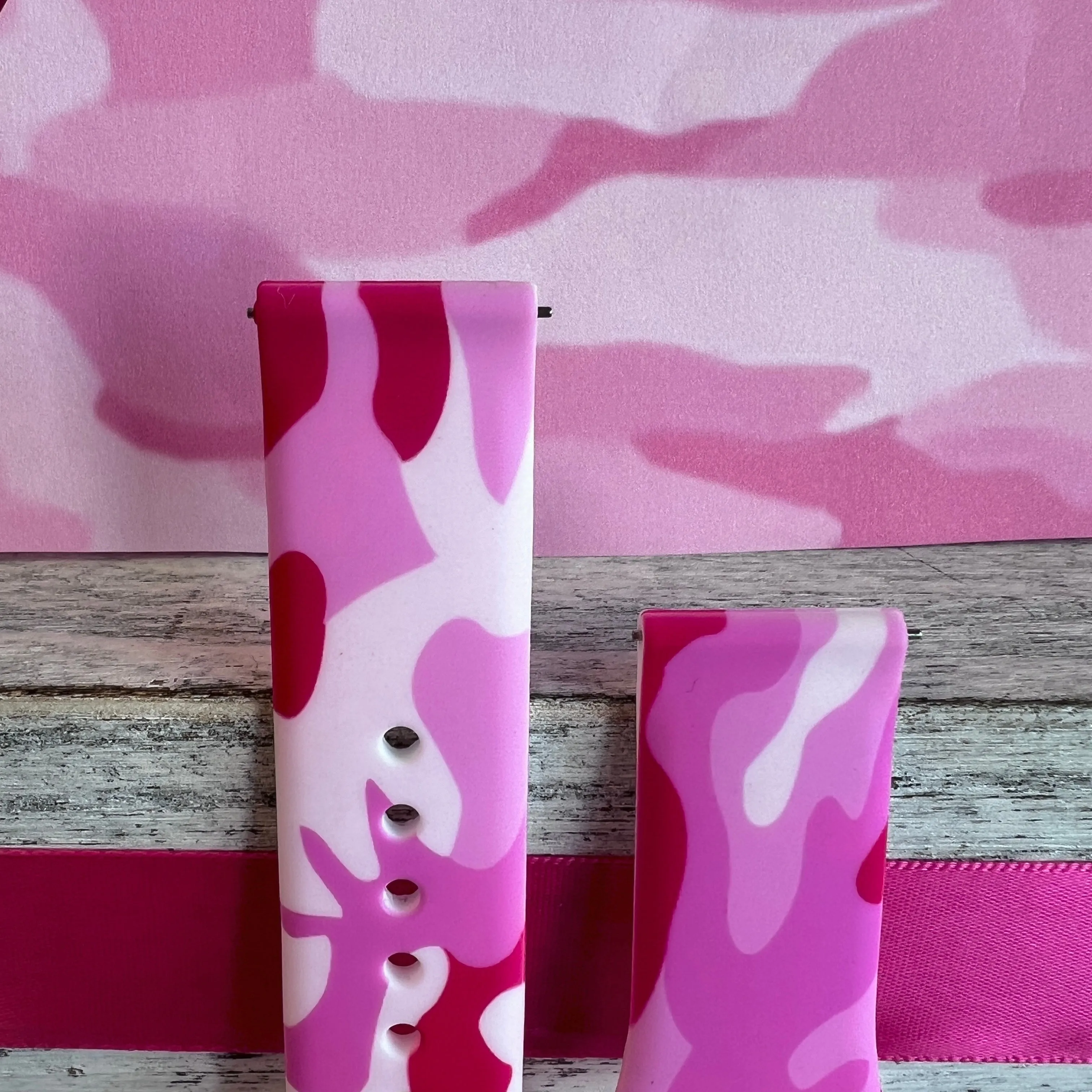 Hot Pink Cammo Print Silicone Band For Samsung Watch