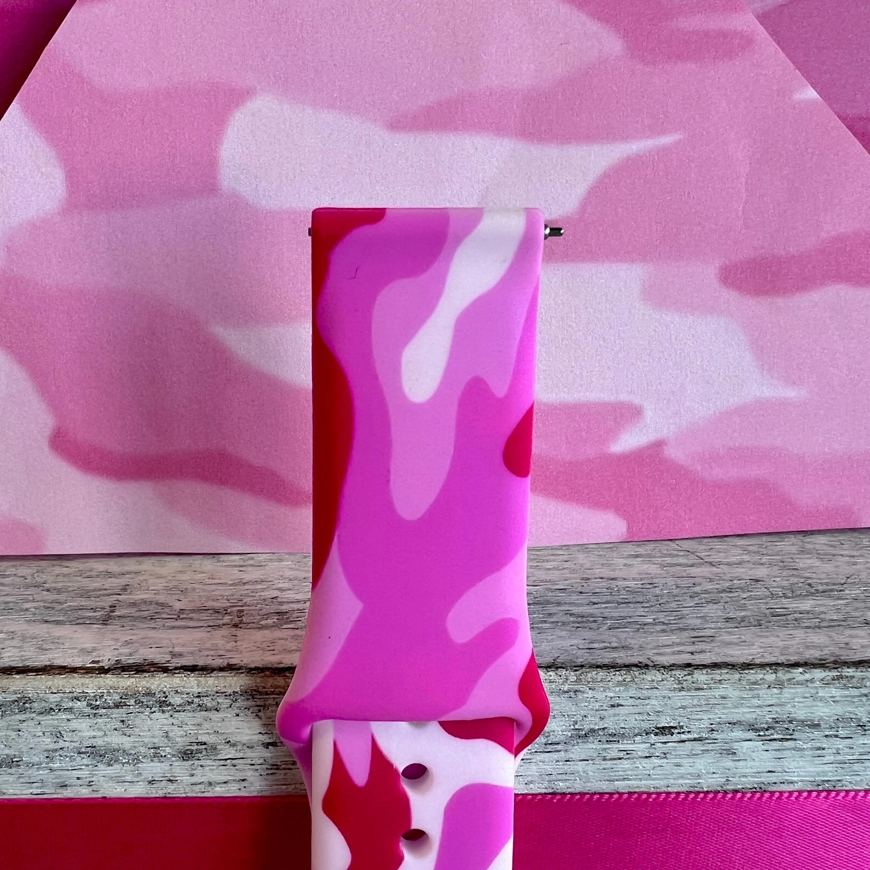 Hot Pink Cammo Print Silicone Band For Samsung Watch