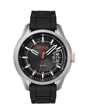 Hugo Boss Mens Hong Kong Sport Watch - Stainless Steel - Black Silicone Strap