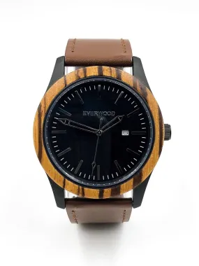 Inverness Zebrawood Brown Leather Men's Watch