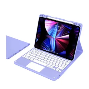 iPad 10.2" (2021/2020/2019) / iPad Air 10.5" (2019) Leather case with detachable Bluetooth keyboard   Apple Pencil holder (QWERTY) - Purple