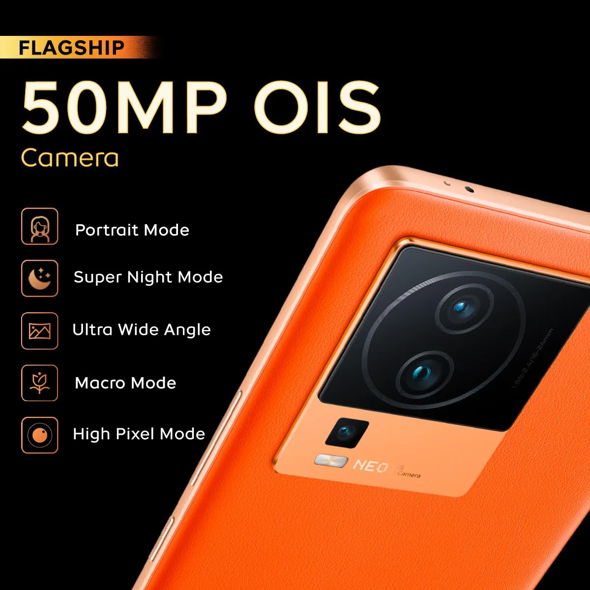 iQOO Neo 7 Pro 5G (Fearless Flame, 8Gb Ram, 128Gb Storage) | Snapdragon 8  Gen 1 | Independent Gaming Chip | Flagship 50Mp Ois Camera | Premium Leather Design, Orange