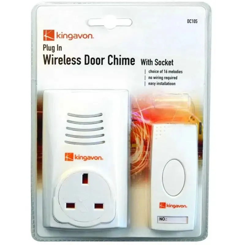 Kingavon BB-DC105 Plug-in Wireless Door Chime with Socket