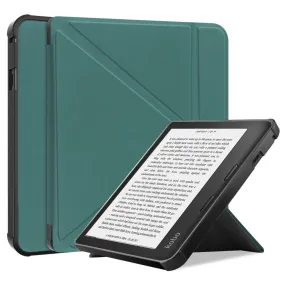 Kobo Sage cool origami stand PU leather flip case - Blackish Green