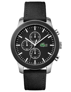 Lacoste 12.12 Mens Chronograph - Stainless - Black Dial - Black Fabric & Leather