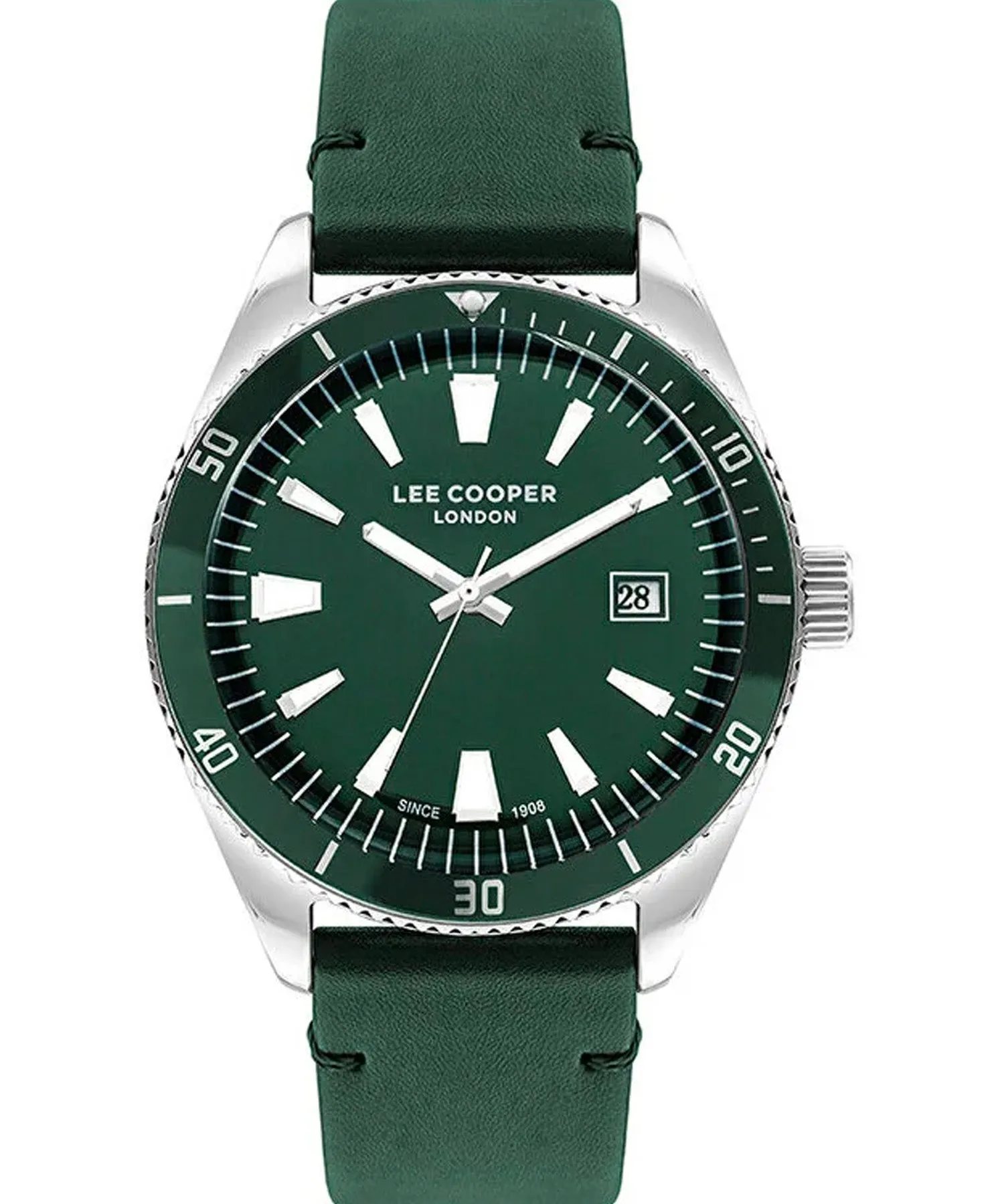 Lee Cooper  Men's Watch Green Dial Green Leather Strap, LC07611.377