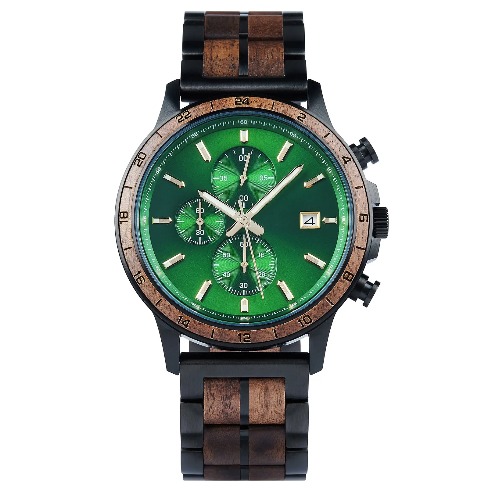 Logan - Black Steel & Walnut Chronograph