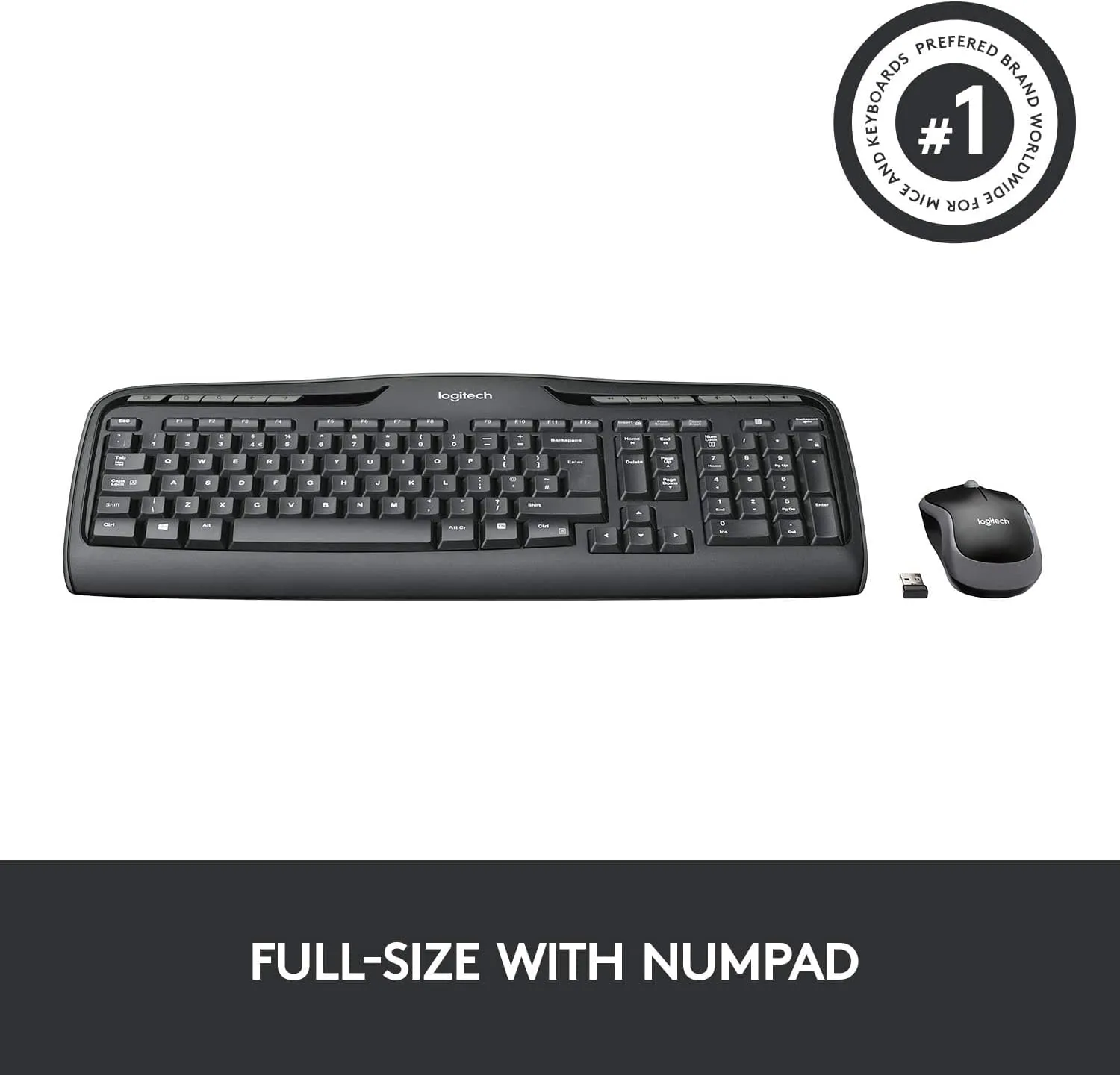 Logitech MK330 Wireless Keyboard and Mouse Combo for Windows - QWERTY UK Layout - Black