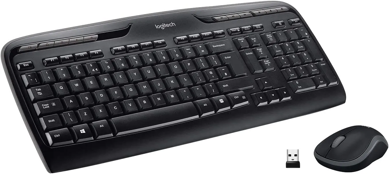 Logitech MK330 Wireless Keyboard and Mouse Combo for Windows - QWERTY UK Layout - Black