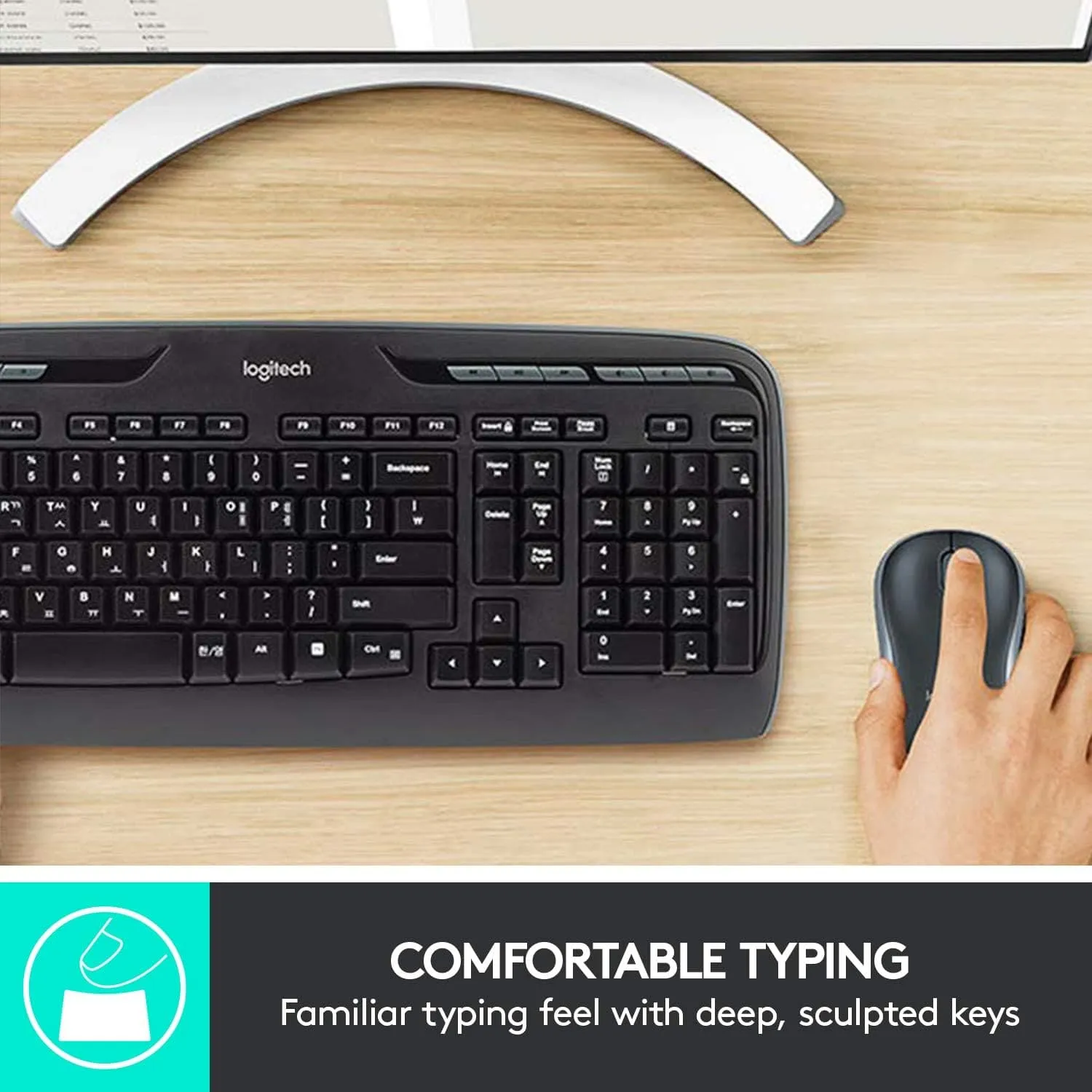 Logitech MK330 Wireless Keyboard and Mouse Combo for Windows - QWERTY UK Layout - Black